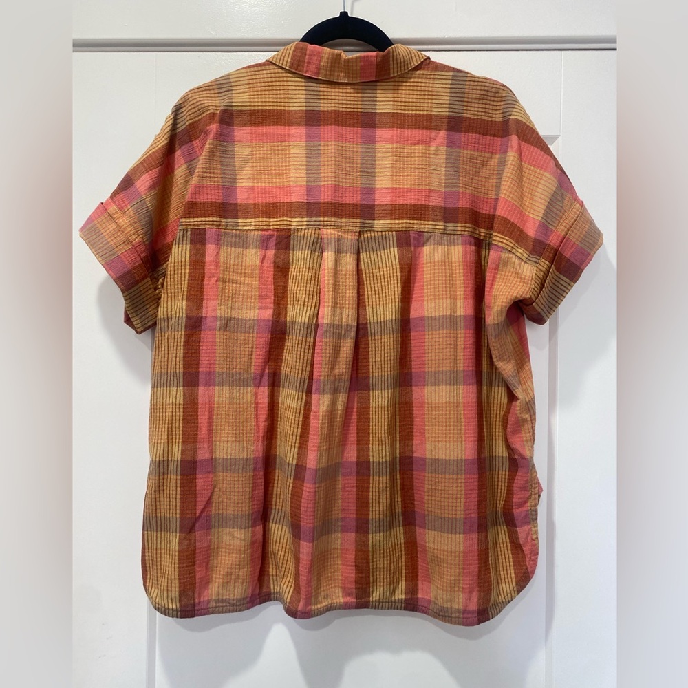 EUC Madewell Daily Shirt in Neon Madras Plaid - Picture 6 of 6